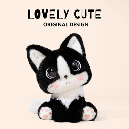 25cmSoft toy simulation small cat cartoon plush doll, cute and adorable pet Mickey cat, girls' gift doll, plush toy.