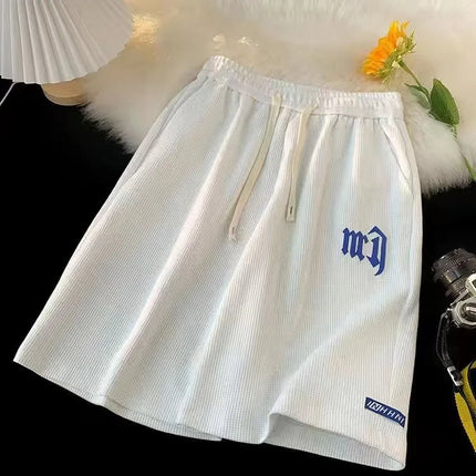 Cross-border Waffle Casual Summer Ice Silk Short-sleeved Sports Clothes Set Men's T-shirt Men's Clothing Set Matching