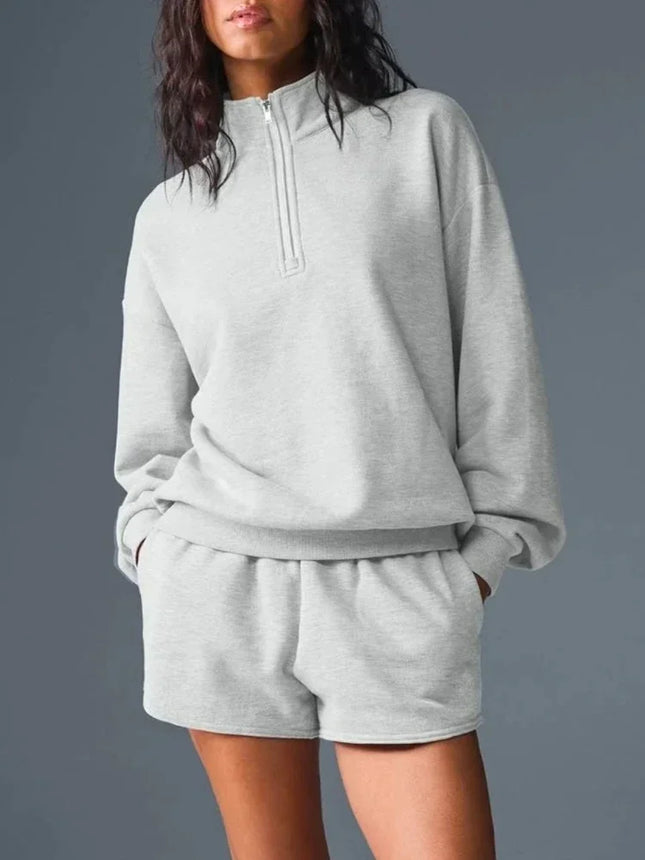 Grey Zipper Stand Collar Sports Hoodies Women Cotton Long Sleeves Women's Pullover Spring Fashion Loose Casual Black Sweatshirt