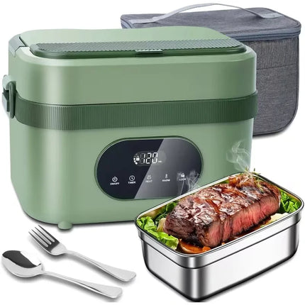Gison 1.5L Portable Wireless Heated Lunch Box 18000mah Electric Heated Lunch box LED Display 60W Food Warmer for Work Travel Car