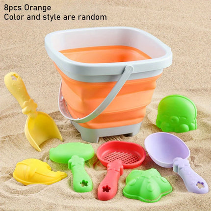 Children's Sand Digging Toy Set Beach Play Water And Sand Folding Bucket Shovel Mold Summer Gift Random Colors Styles