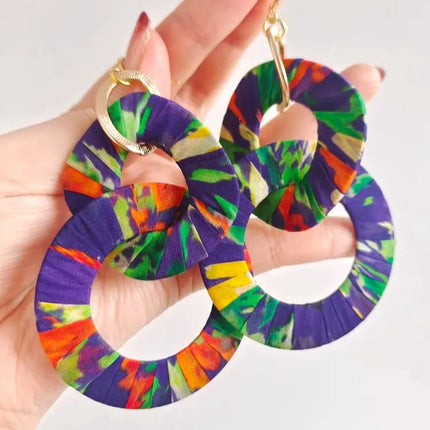 Original Design Handmade Custom Silk Earrings Exaggerated Large Hoops Fashionable Minimalist Women's Large Loop Earrings