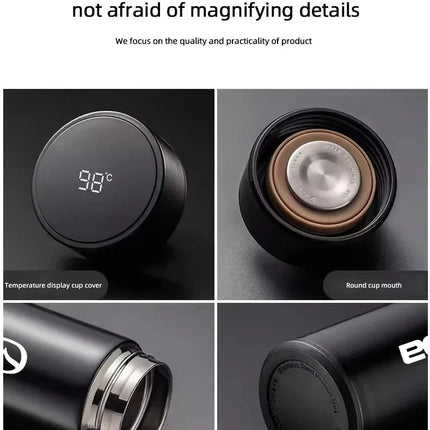 Car Smart Thermos Bottle With Temperature Display Coffee Cup For Mazda 3 6 Atenza Axela Demio CX3 CX5 MP MS RX8 Car Accessories