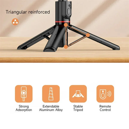Magnetic Extendable Selfie Stick Tripod Holder Stand with Bluetooth Wireless Remote for Magsafe IPhone Android Portable Mount