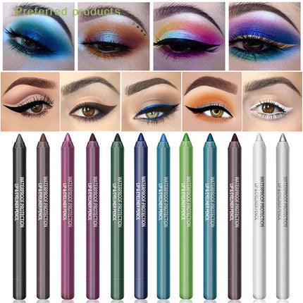 1Pc 14 Colors Eyeshadow Pen Multifunctional Highlighter Pearl Glitter Eyeliner Gel Eye Makeup Pen Monochrome Highlighter