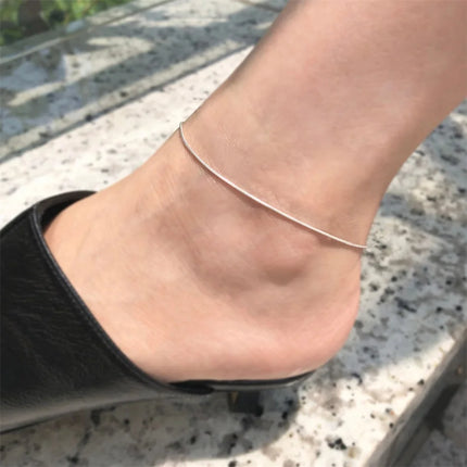 eManco Round Snake Chain Anklet For Women Stainless Steel Chain Anklet Summer Essential Jewelry Accessories