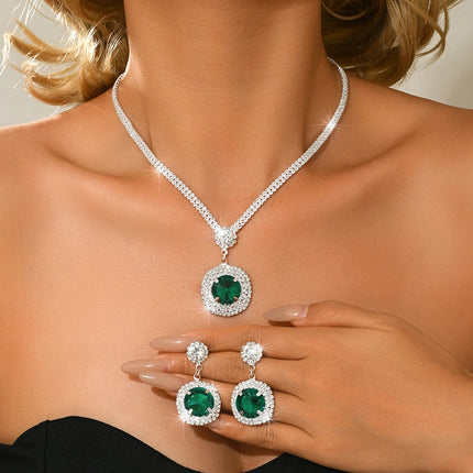 High quality elegant and charming round necklace and earrings with noble temperament, versatile accessories for wedding dresses
