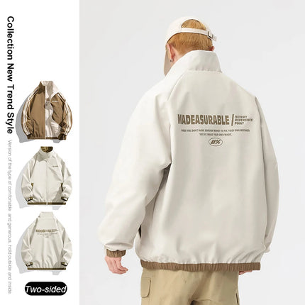 New Jacket Two-sided Long Sleeve Outdoor Men Coats Women Reversible Windproof Coats Splashproof Double-Sided Jackets Couple Top