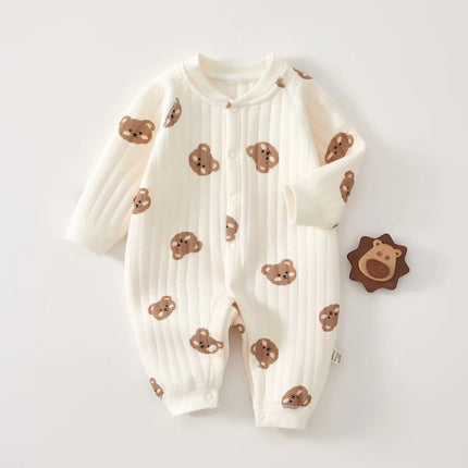 Somenie 2026 new Baby Jumpsuit Clothes Winter Thickening 100% Cotton  Boys Girls Bear Romper Infant Onesie Spring Trend