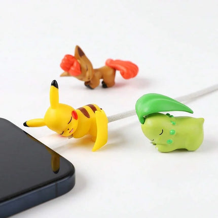 12 style Data Cable Protective Sleeve Kawaii Anime Pokemon Toys Cute Pikachu Eevee Meowth Vulpix Cartoon Charger Cable Protector