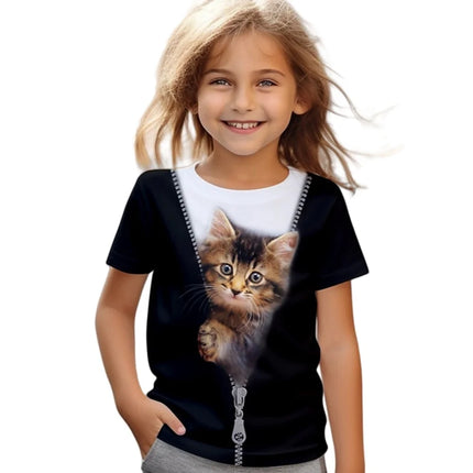 T-Shirts for Girls Fashion Capybara Children Clothes Summer Girls Clothes 7 to 8 Years Tops Cute Cat Printed Tees Child T-Shirt
