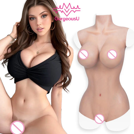 Natural Fallen Silicone Breasts Women Silicone Body Suit Fake Boobs tit Crossdresser Transgender Drag Queen Liquid latex catsuit