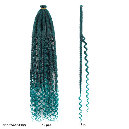 Braids Hair 24Inch Single Dreadlock Extension Reggae Style Faux Locs with Highlight Strands Hand Crocheted Synthetic Dreadlocks