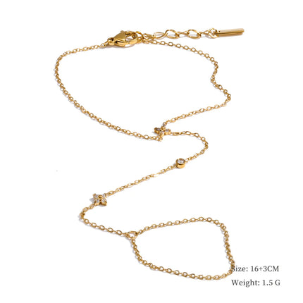 Yhpup Trendy Stainless Steel Zircon Beads Back of Hand Chain Finger Bracelet Fashion Chic Sexy Jewelry Waterproof Wholesale Gift