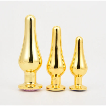 Golden Stainless Steel Anal Plug Crystal Metal Butt Plug Stimulator Anal Sex Toys for Couples Prostate Massager Dildo 3 Size