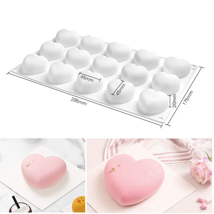 Silicone Pastry Molds for Chocolate 3D Heart Shaped Mousse Cake Dessert Baking Pan Mini Muffin Jelly Fondant Bakeware Moulds