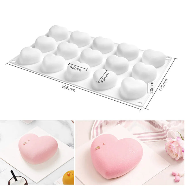Silicone Pastry Molds for Chocolate 3D Heart Shaped Mousse Cake Dessert Baking Pan Mini Muffin Jelly Fondant Bakeware Moulds