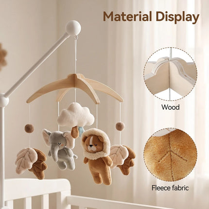 Baby Crib Mobile Rattle Toy For 0-12 Months Cartoon Felt Forest Animal Bed Bell Hanging Wooden Bracket Mobile Newbaby Rattle Toy