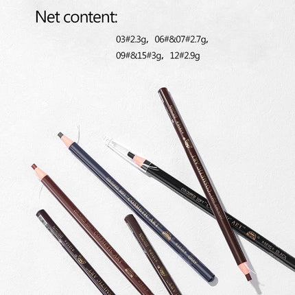 12PCS High Quality Pull Eyebrow Pencil Black Leather Makeup Wild Line Eyebrow Pencil Waterproof Hard Core Flat Head Pencil