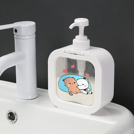 300ML Panda Bear Bubu Dudu Transparent Soap Dispensers Refillable Portable Empty Bottle Shower Gel Detergent Dispensing Bottle