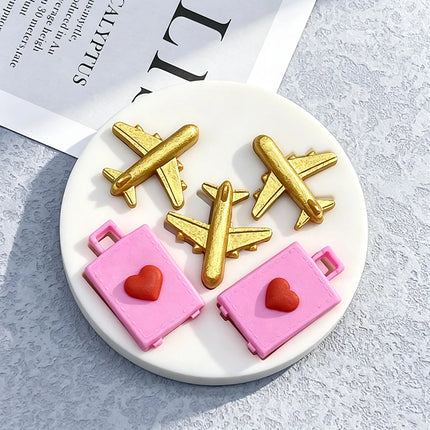 Airplane Suitcase Silicone Sugarcraft Mold Resin Tools Cupcake Baking Mould Fondant Cake Decorating Tools