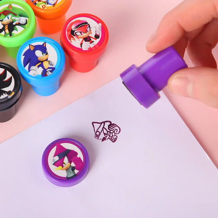 12PCS Hedgehog Children's Toy Seal Cartoon Seal Anime Sonic Pattern Children's Birthday Party Boy and Girl Birthday Party Gift