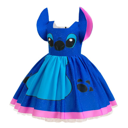 Stitch Movie Cosplay Dress Fancy Birthday Party Girl Printed Halloween Role Play Princess Dress Formal Dress Up Dresses 2-10Y