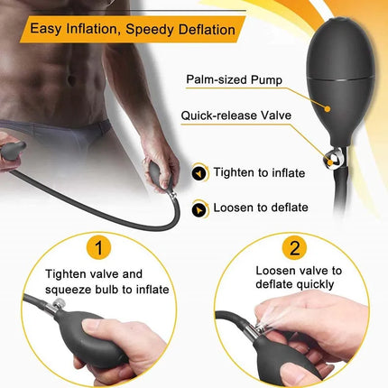 Inflatable Anal Plug with Metal Ball for Men&Women Extra Large Prostate Massager &G-Spot Stimulator Premium Comfort Anal Dilator