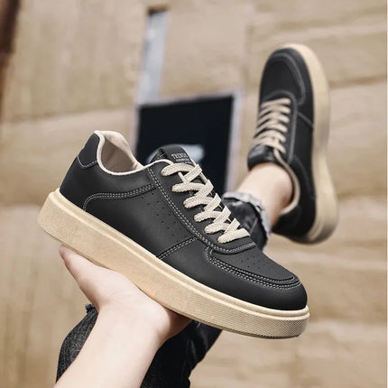 2025 Autumn Men's Thick-Sole Breathable Sports Casual Sneakers - White Trainers with Height-Enhancing Design for Students.
