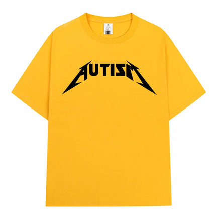 Autism Metal Rock Meme T-shirt Men Women Fashion Hip Hop Short Sleeve Oversized T-shirts 100% Cotton Comfort T Shirts Streetwear