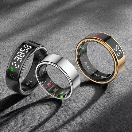 New Smart Ring Touch Screen Health Manager Heart Rate/Blood Oxygen Monitor Wireless Charging IP68 5ATM Waterproof for Universal