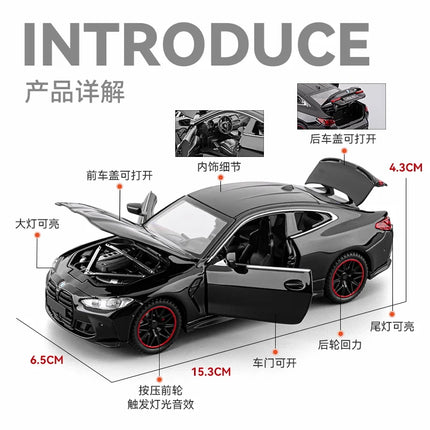 Limited editio 1:32 Simulation Top sports car BM M4 alloy model car with sound and light  boys' toy gift Collectibles