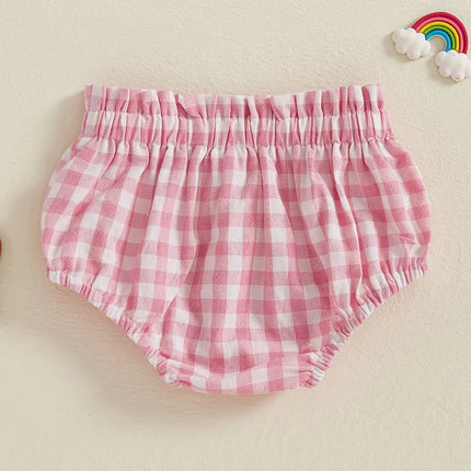 Baby Girl Plaid Shorts Frill Ruffled Elastic Waist Triangle Short Pants for Summer