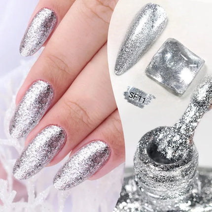 LILYCUTE 7ml Pink Glitter Nail Polish Colorful Bright Shining Pearl Effect Nail Art DIY Decoration No Need of Lamp to Cure