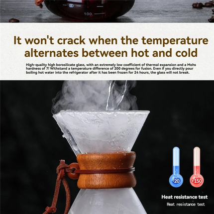 B51C Glass Reusable Coffee Maker Dripper Pour Over Set With Stainless Steel Filter Serving Pot Drip Filter Cup