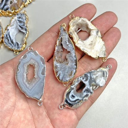 1pc Irregular Natural Stone Agate Druzy Connector Pendant Charms for Jewelry Making DIY Earring Necklace Accessory Jewellery
