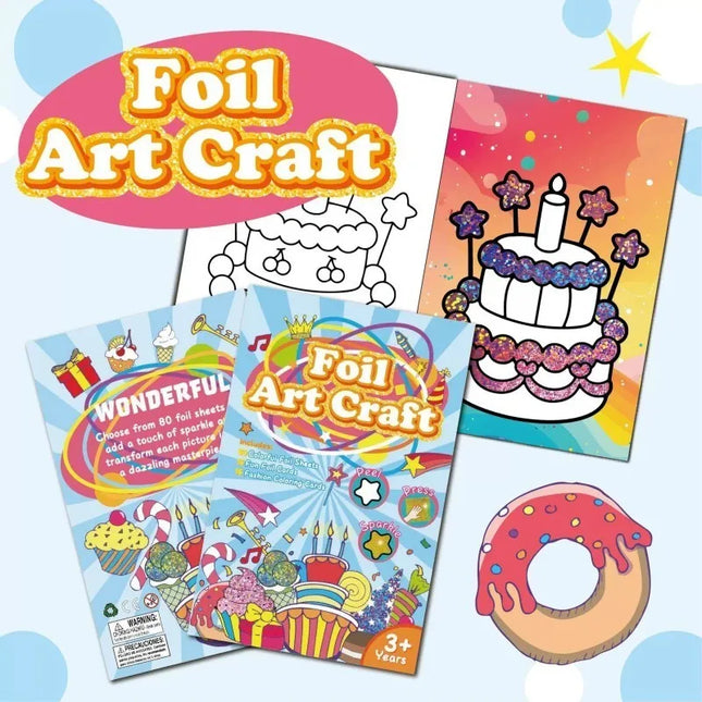 Cartoon Coloring Book Kids Foil Art and Crafts DIY Handmade Fun Creative Painting Books Educational Drawing Toys for Children