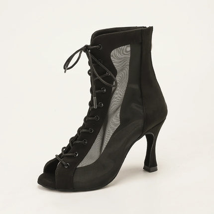 Profession Latin Dance Shoes Woman Suede Mesh Ventilation Ballroom Salsa Boots for Girls Soft Bottom Practice Jazz Latin Boots