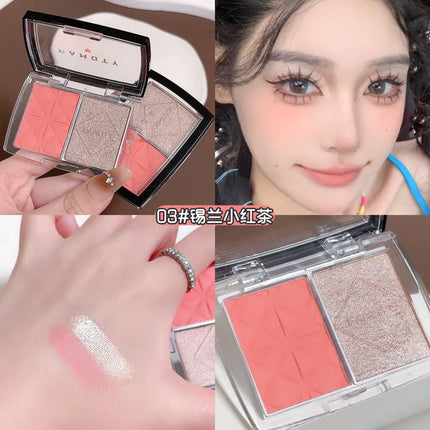 FAMOTY dual-color blush, Highlighter and contouring All-in-one plate, Shadow Brightening blush plate, multiple uses in one plate