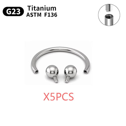 G23 Titanium ASTM-F136 Piercing Nose Ring Eyebrow Septum Helix Cartilage Piercing C rod Body Jewelry For Women Wholesale 5/50PCS