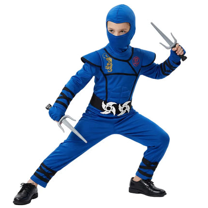 Boy/Girl Ninja Costume Toddler Masked Warrior Performance Outfit Halloween Anime Roleplay Holiday Carnival Party Costume