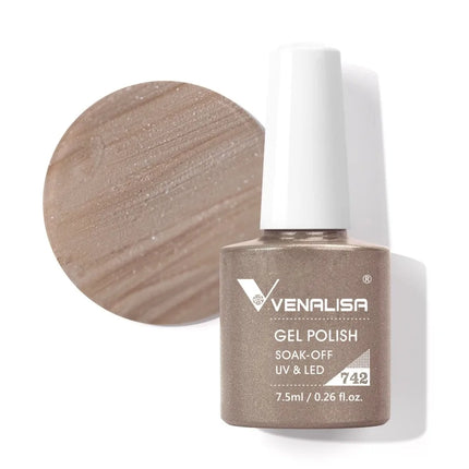 Venalisa 7.5ml Gel Nail Polish, White Cap, Glass Formula, No Wipe Top Coat, UV LED Soak-Off Glitter Color Nail Lacquer