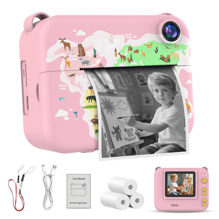 Digital Children Camera 1080P HD Video Recorder with Instant Print Mini Thermal Printer Educational Birthday Gift for Kids