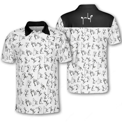 3D Printed Golf Polo Shirts For Men Skull Pattern Sweatshirt Summer Casual Vacation Short Sleeve Sport Lapel Tops Streetwear
