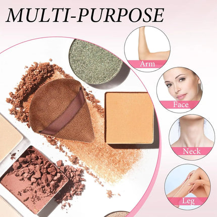 12Pcs Velour Triangle Powder Puff Set w/6 Travel Cases | Hydrophilic Latex-Free for Loose Powder  | All Skin Types Makeup Kit