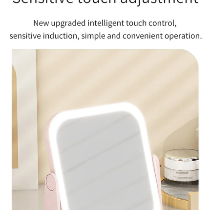 LED Makeup Mirror, Portable Flip Lighted Vanity Mirror with Touch Dimming, 3X Magnifier and Rechargeable Design for Desk