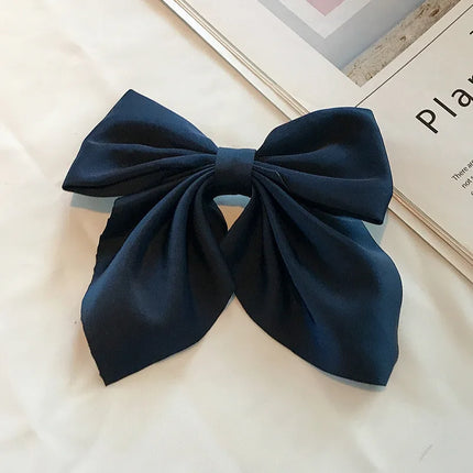 Solid Color Satin Bowknot Hair Clips For Girls Sweet Bow Women Hairpins Butterfly Barrettes Duckbill Clip Kids Hair Accessories