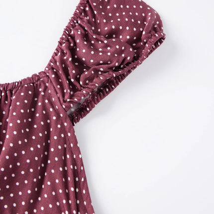 Women Summer Fairy Grunge Y2k Babydoll Shirts Cap Sleeve Micro Polka Dot Tie Back Flowy Slim T-shirts Tops Preppy Clothes