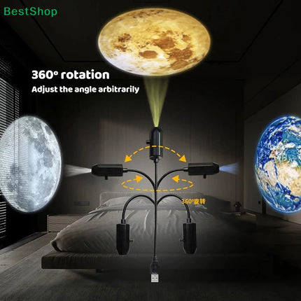 ☽Romantic Rotatable Galaxy Star Projector Portable USB LED Night Light Sleep Atmosphere Lamp Home Wedding Party Decoration