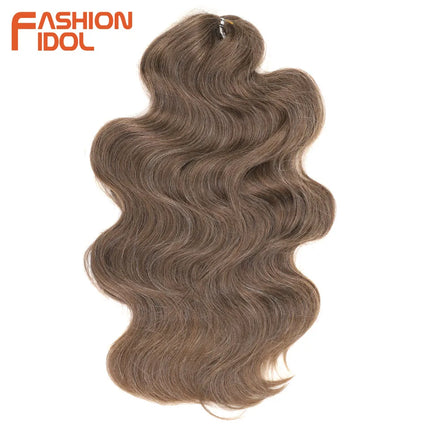 FASHION IDOL Soft Body Wave Crochet Hair 24Inch 3PCS Synthetic Hair Braids Ponytail Fake Hair Wavy Ombre Blonde Hair Extensions